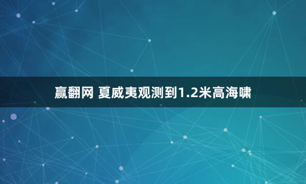 赢翻网 夏威夷观测到1.2米高海啸