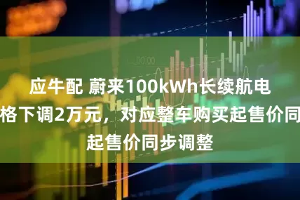 应牛配 蔚来100kWh长续航电池包价格下调2万元，对应整车购买起售价同步调整